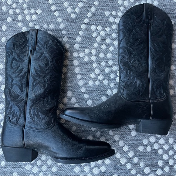 Ariat Heritage R Toe Western Leather Boots Black Deertan Mens Boots 10.5 D men - Picture 3 of 16
